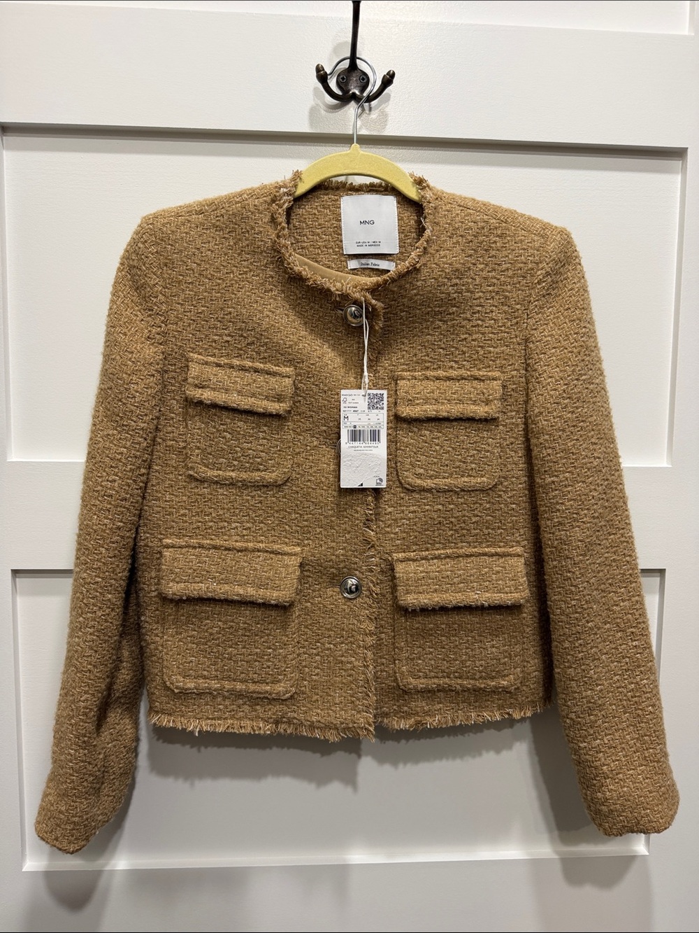 Mango Camel Bouclé Pocket Blazer